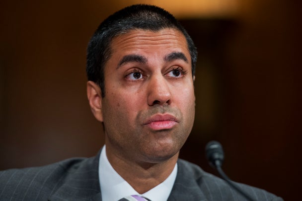 UNITED STATES - MAY 12: FCC Commissioner Ajit Pai prepares to testify before a Senate Appropriations Financial Services and General Government Subcommittee hearing in Dirksen Building on the Federal Communications Commission's proposed budget for FY2016, May 12, 2015. (Photo By Tom Williams/CQ Roll Call)