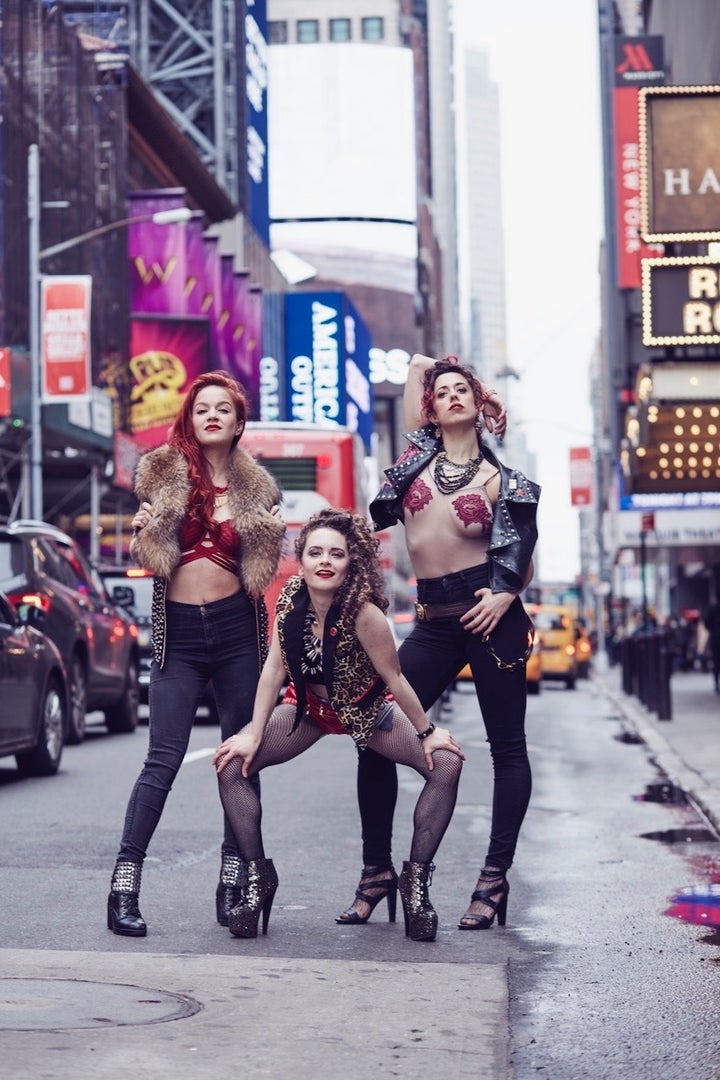 ‘Pussy Power’ Performers Lauren Zakrin, Cathryn Wake, and Mary Page Nance from Natasha, Pierre, & the Great Comet of 1812