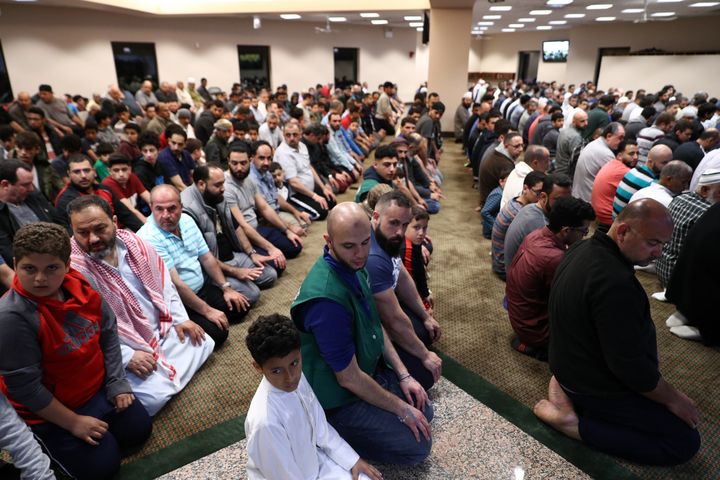 Muslims perform the first 'Tarawih' prayer on the eve of the Islamic Holy month of Ramadan at the Chicago Mosque in Chicago, United States on May 26, 2017.