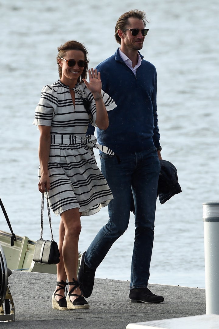 Pippa Middleton and her husband James Matthews arrive at Rose Bay Wharf by sea plane in Sydney on May 31, 2017. Pippa and Matthews, who married on May 20, 2017, are visiting Sydney on their honeymoon.