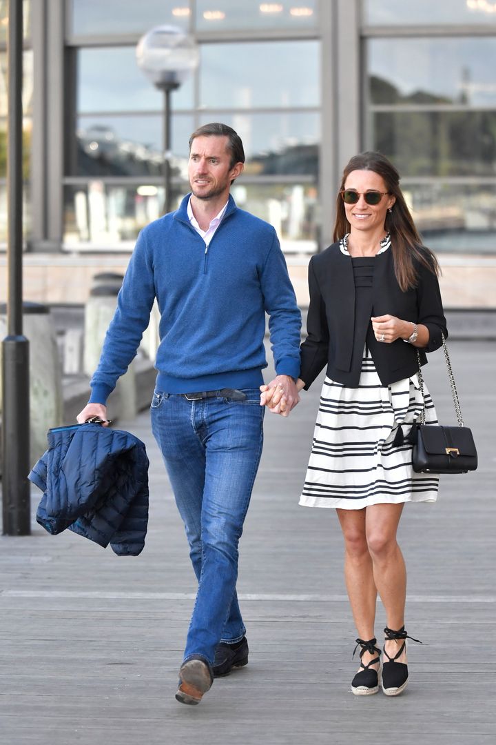 Pippa Middleton and new husband James Matthews are seen getting on a water taxi in Sydney Harbour during their honeymoon. 