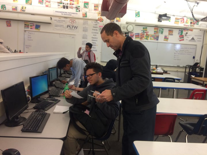 Bob Capriles, who was a STEM teaching award, teaches math and engineering at Fremont High in Sunnyvale.