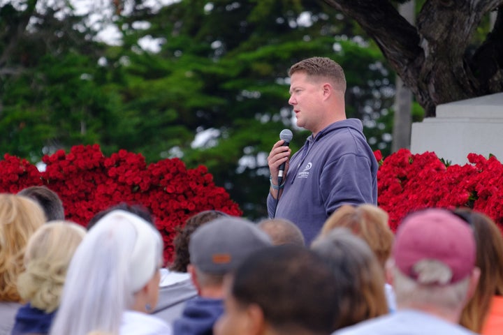 A.J. Brooks sharing his story and lifting the crowd up.