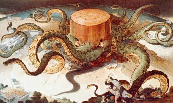 Powerful corporate octopus strangles American democracy.
