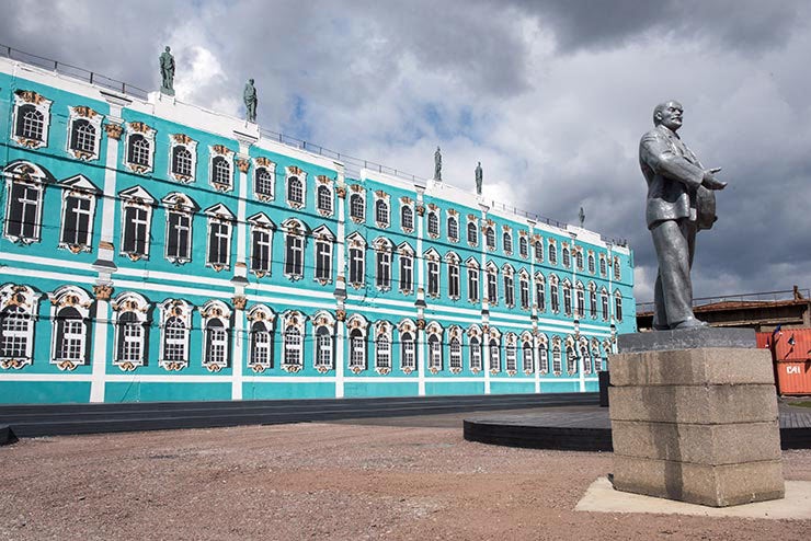The exterior walls of the compound were painted to mimic the Hermitage Museum. Street Art Museum. Saint Petersburg, Russia. M