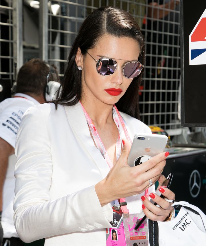 Adriana Lima attends the Monaco Formula 1 Grand Prix on May 28. The ring in question is on her right hand. 
