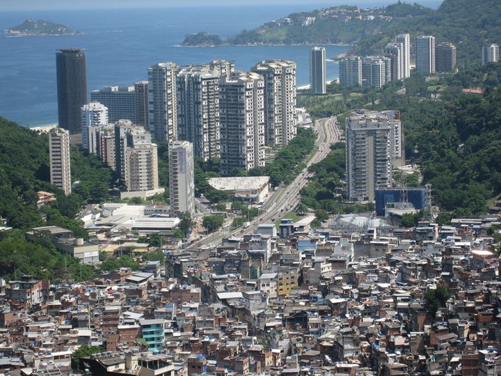 The view from the Rocinha favela, in Rio de Janeiro, where ‘urban renewal’ is now encroaching on some of the poorest parts o
