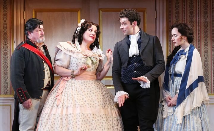 Michael McGrath, Mary Testa, Michael Urie and Talene Monahon in The Government Inspector