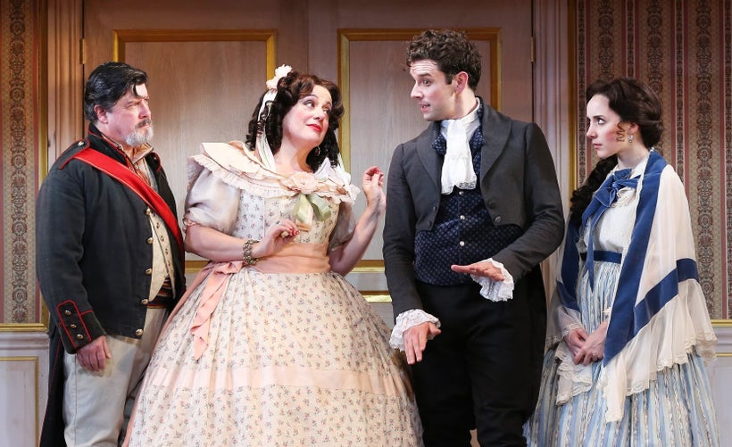 Michael McGrath, Mary Testa, Michael Urie and Talene Monahon in <em>The Government Inspector</em>