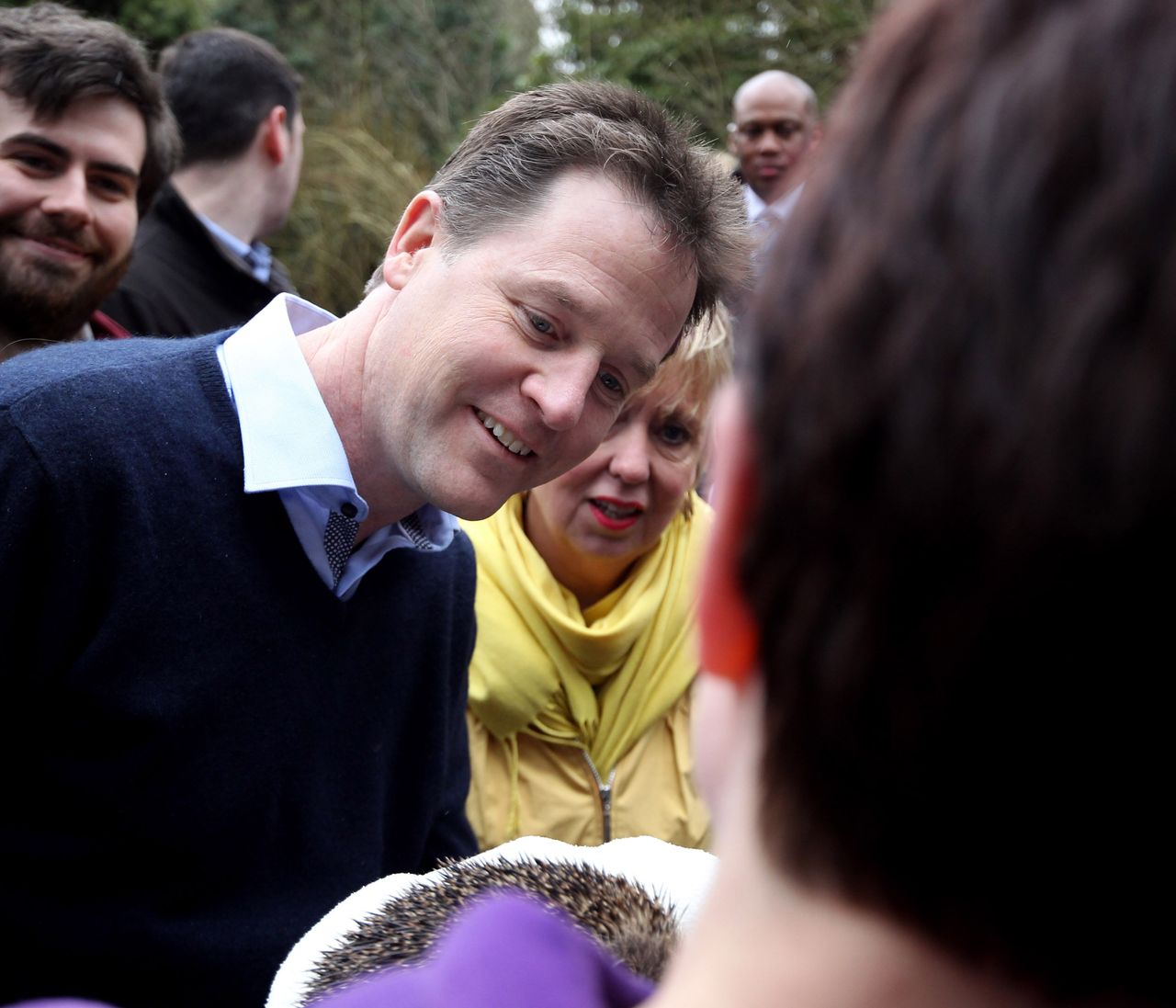 Nick Clegg with Humpty the Hedgehog