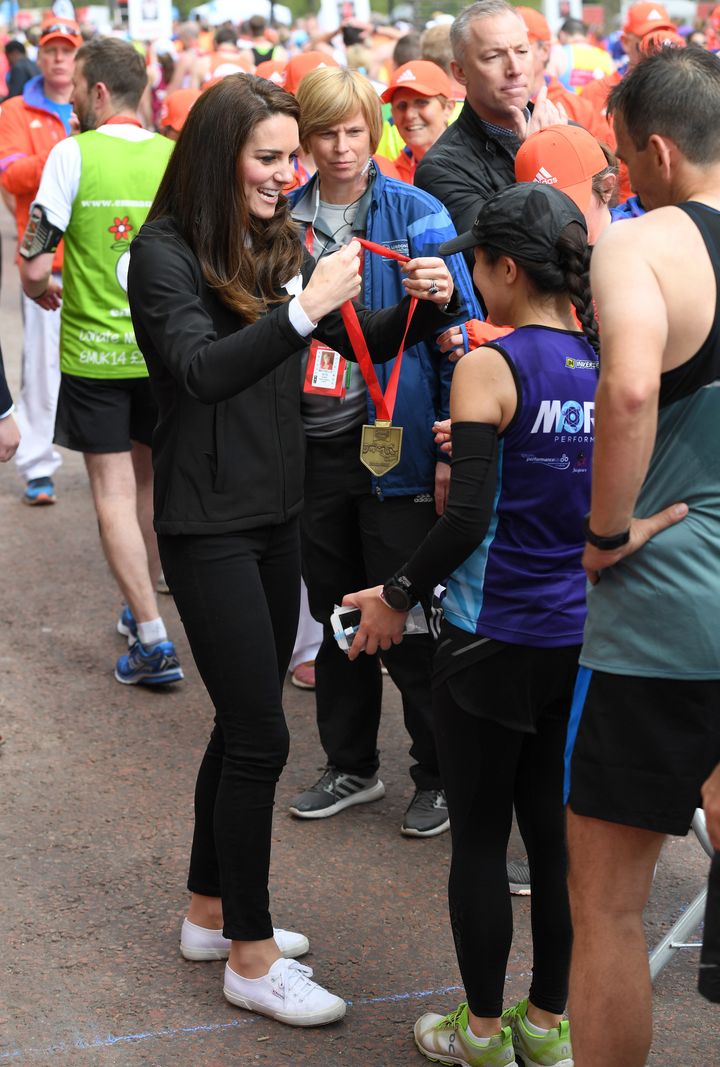 The Supergas were back a few days later as Kate handed out medals at the finish line.