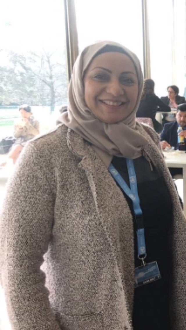 <p>Bahraini human rights defender Ebtisam Al Sayegh at the United Nations Human Rights Council in Geneva in March 2017.</p>