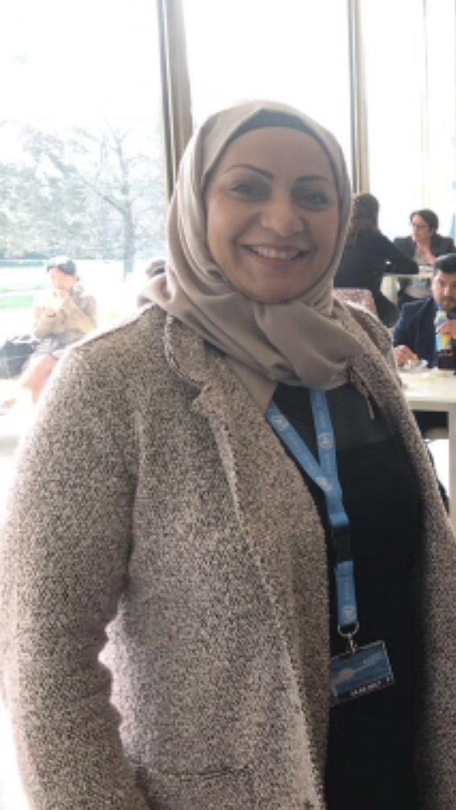 Bahraini human rights defender Ebtisam Al Sayegh at the United Nations Human Rights Council in Geneva in March 2017.