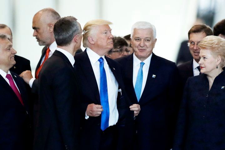 Trump pushing the Montenegro Prime Minister out of the way at a recent European summit