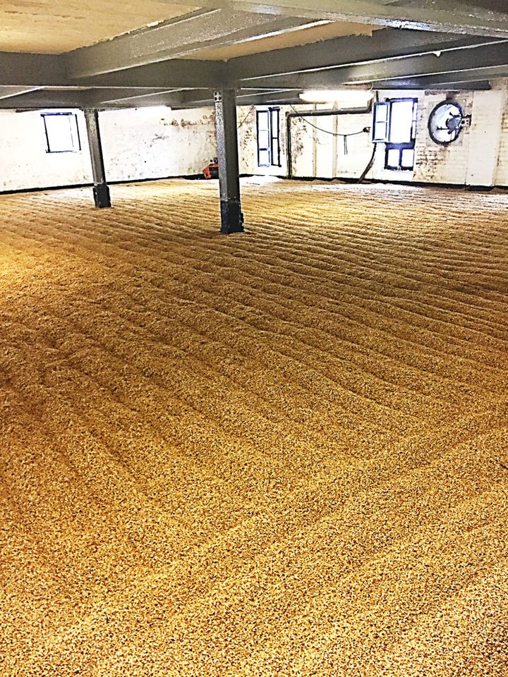 One of three malting floors at the Bowmore Distillery