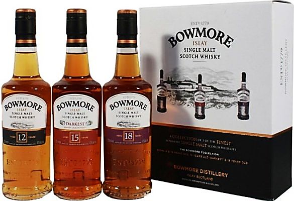 The Bowmore core range features the 12 YO, 15 YO and 18 YO malt whiskies