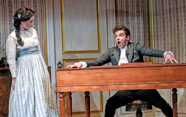 <p>Talene Monahon plays the mayor's daughter, and Michael Urie plays Hlestakov in <em>The Government Inspector</em>.</p>