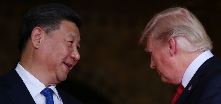 President Donald Trump welcomes Chinese President Xi Jinping at Mar-a-Lago in April.