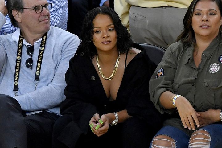 Rihanna, sitting courtside during Game 1 of the NBA Finals, came to play.