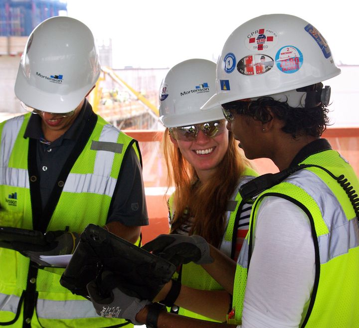 <p>It will take proactive outreach, recruiting and apprenticeship programs—such as this internship program with the University of Chicago—to involve more women and minorities in the construction industry. Image courtesy of Mortenson.</p>