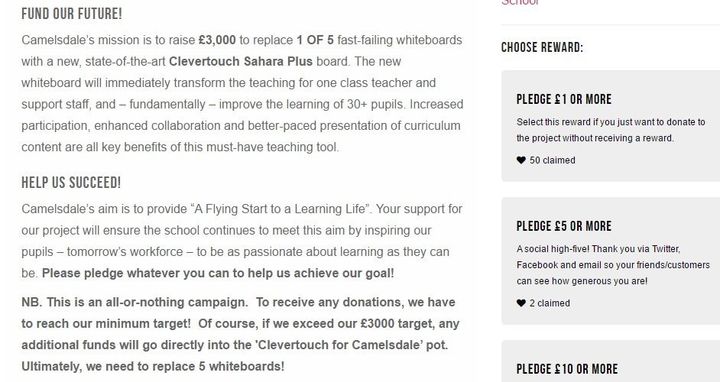 Camelsdale Primary's fundraising page.
