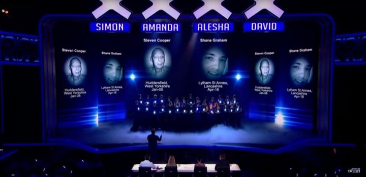 Images of their missing loved ones appeared around them as they sang