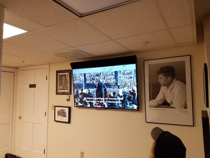 <p>Scene from the National Parks Service film "The Shaping of the President”</p>