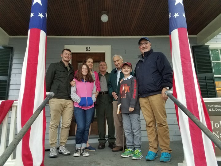 <p>The Sobel family of Great Neck, New York enters the John Fitzgerald Kennedy National Historic Site in Brookline, Mass.</p>