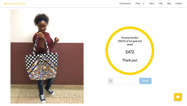 <p>An example of a woman entrepreneur being successfully funded on Womentum.io</p>