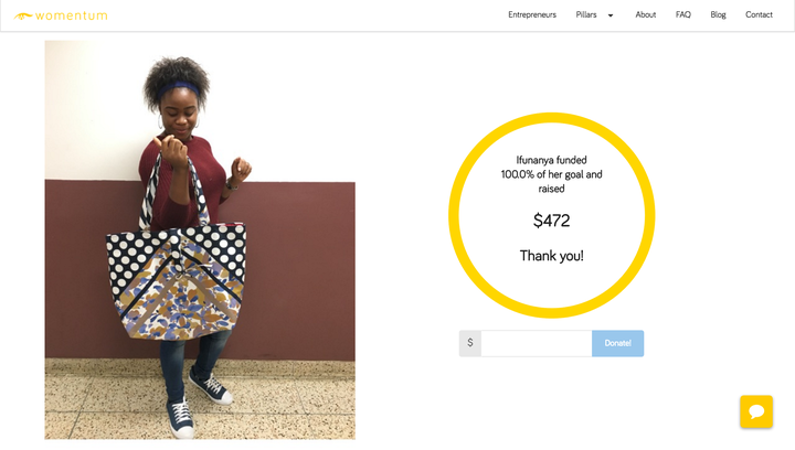 An example of a woman entrepreneur being successfully funded on Womentum.io