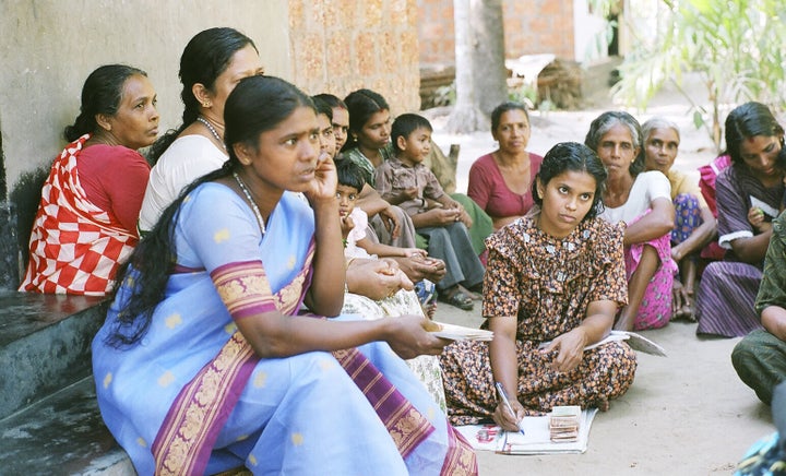 <p>A meeting led by a microfinance organisation in Kerala, South India.</p>