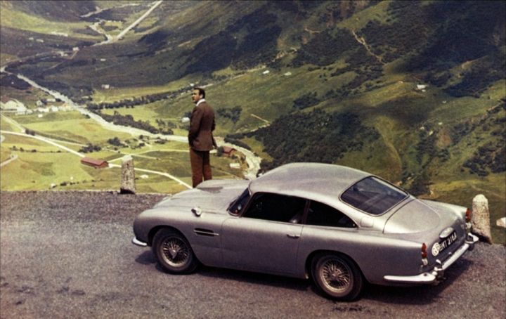 Sean Connery with the Aston Martin DB5 in Goldfinger.