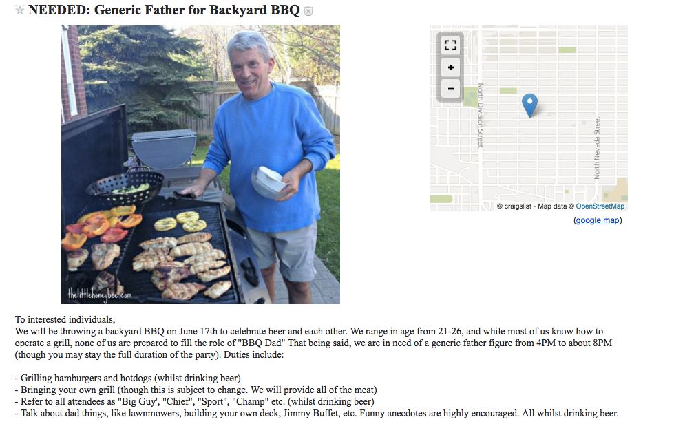 'Generic' Dad Needed For A BBQ In Hilarious Craigslist Ad | HuffPost ...