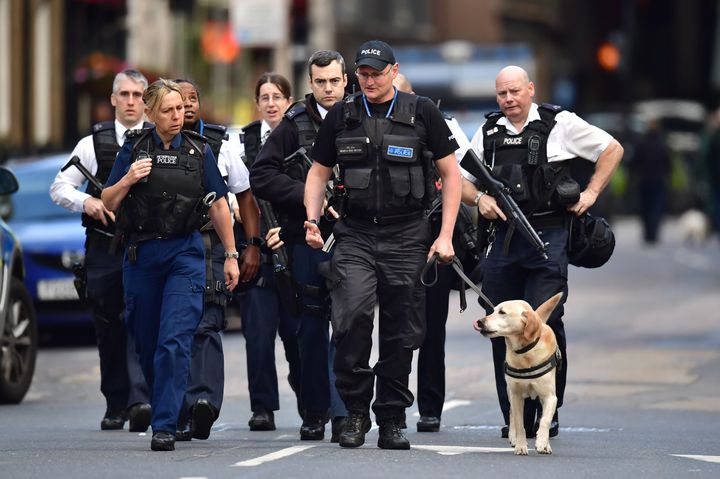 Police on the scene at London Bridge this morning.