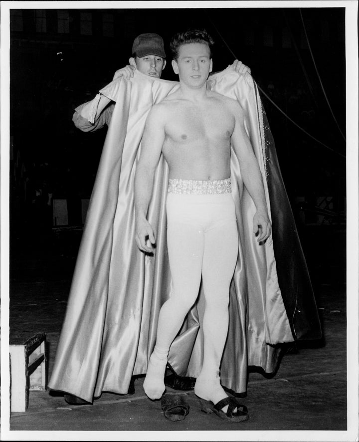 Gerard Soules gets ready for this act. May 15, 1960.