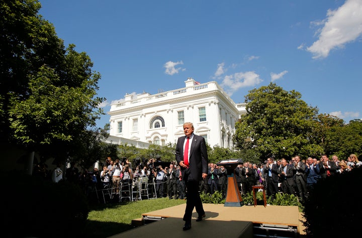 President Donald Trump departs the White House Rose Garden on June 1 after announcing his decision that the United States will withdraw from the landmark Paris Agreement on climate change.