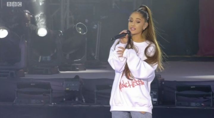 Ariana Grande made a defiant return to the stage at One Love Manchester