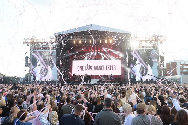 Ariana Grande performs at the 'One Love Manchester' concert.