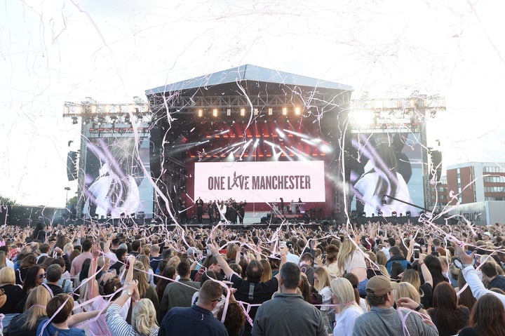 Ariana Grande performs at the 'One Love Manchester' concert. 