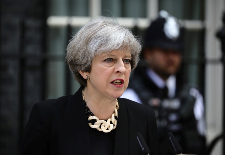 Britain's Prime Minister Theresa May speaks outside 10 Downing Street after an attack on London Bridge and Borough Market. 