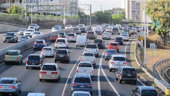 Commuter traffic into downtown Honolulu. Hawaii had the nation’s largest increase in “super commuters,” people who travel 90