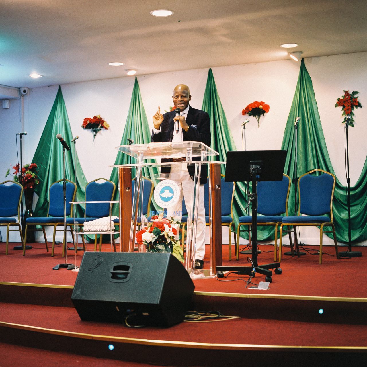 Pastor Abraham Bamgbose delivers a sermon at Fruitful Land in Tilbury on Jan. 29.