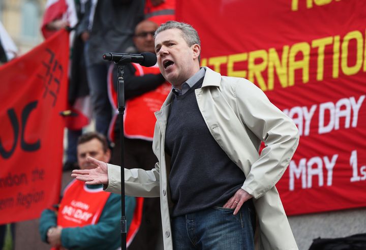 Mark Serwtoka addressing a rally in Trafalgar Square.