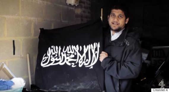 Siddhartha Dhar is seen holding an Islamic State flag during the Channel 4 documentary Jihadis Next Door