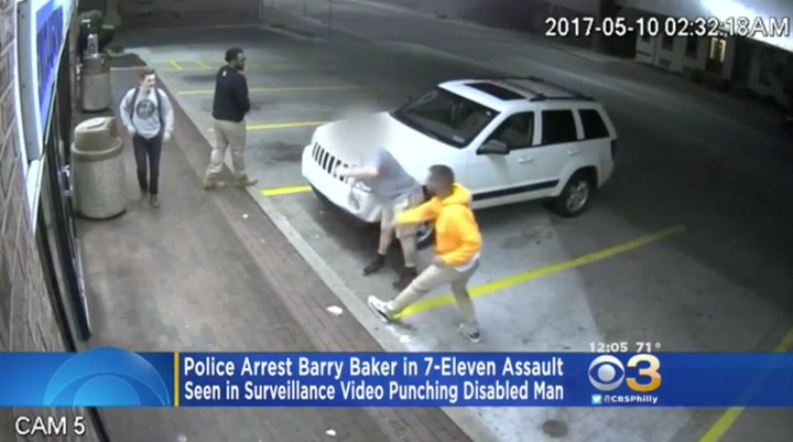 A Delaware man was wanted by authorities in Pennsylvania after filmed punching a man with cerebral palsy.