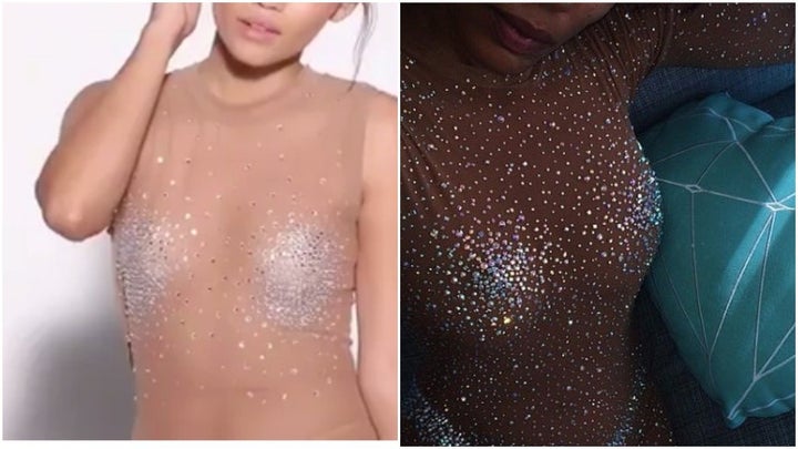 Left: A top seen in Good American's video. Right: DBleuDazzled's