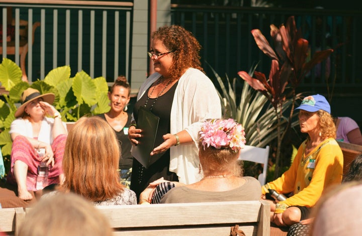 Deanna Cochran presenting at an end-of-life doula conference.