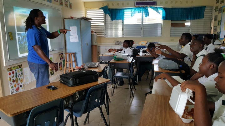 <p>Scott Johnson at Central Andros High School</p>
