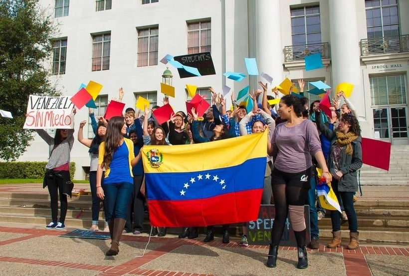 Students at UC Berkeley organize for a protest against the deteriorating conditions in Venezuela in 2014.