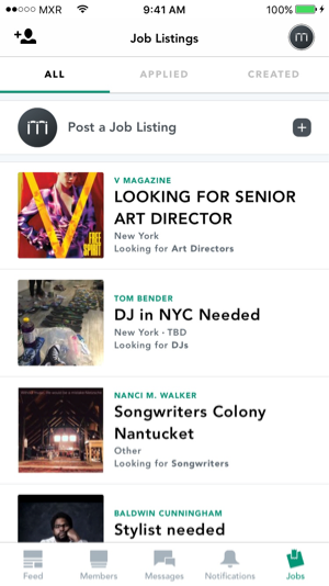 The Jobs section allows members and brands to directly recruit talent on the platform 